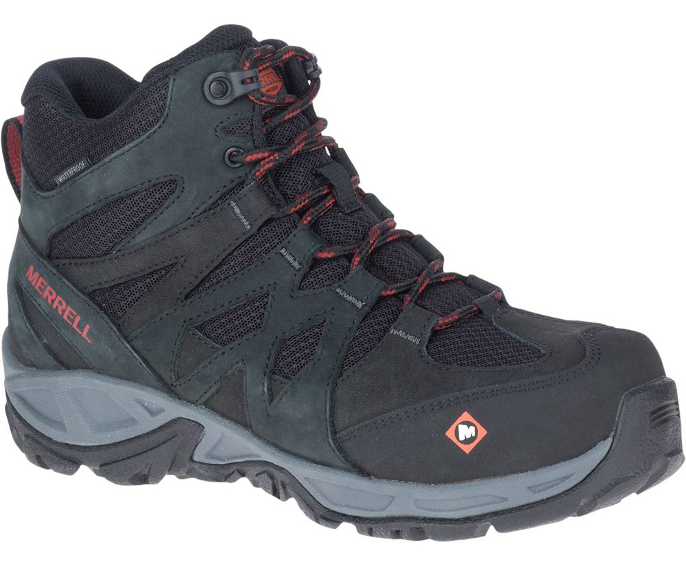 Botas Senhora - Merrell Siren Mid Waterproof Alloy Toe Work - Pretas - IBT871693